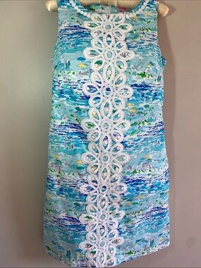 EUC Lilly Pulitzer High Tide Toile Shift Dress Sz 4